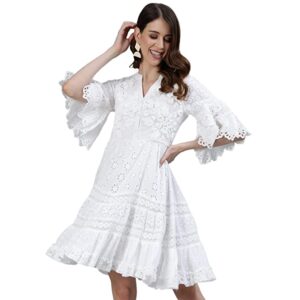 ishin Women's Cotton Above Knee A-Line Dress